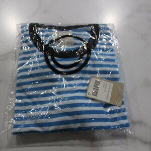 For Days Everyday Blue and White Light Stripe Crew New Tee sz L NWT